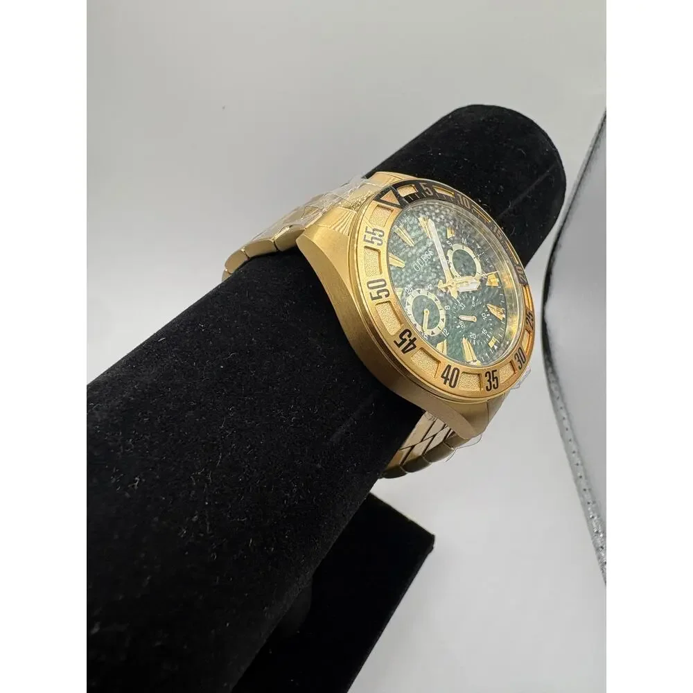 Guess Equity GW0703G2 Gold Tone Green Multifunction Men's Watch 44mm